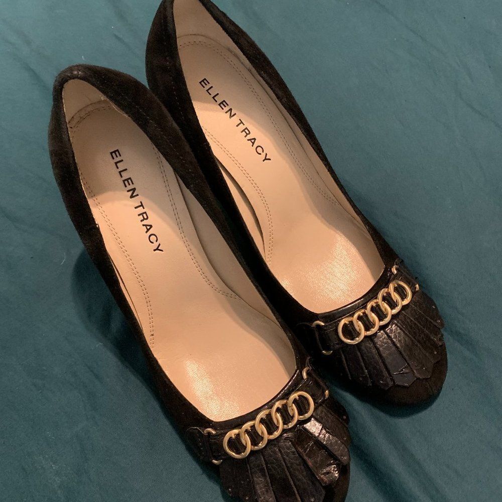 Ellen Tracy "Banyan" Black Suede Loafers - 8